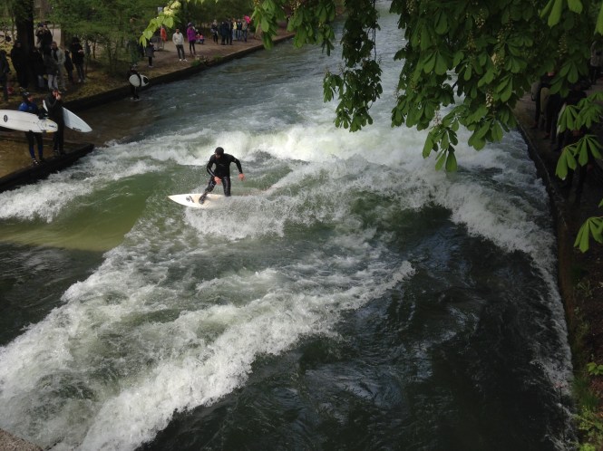 River surfers in Munich Germany