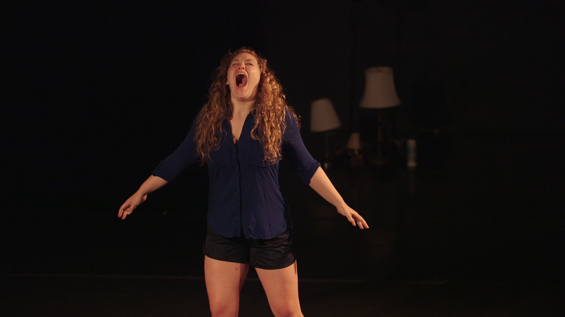 Dancer Laurel Snyder screaming