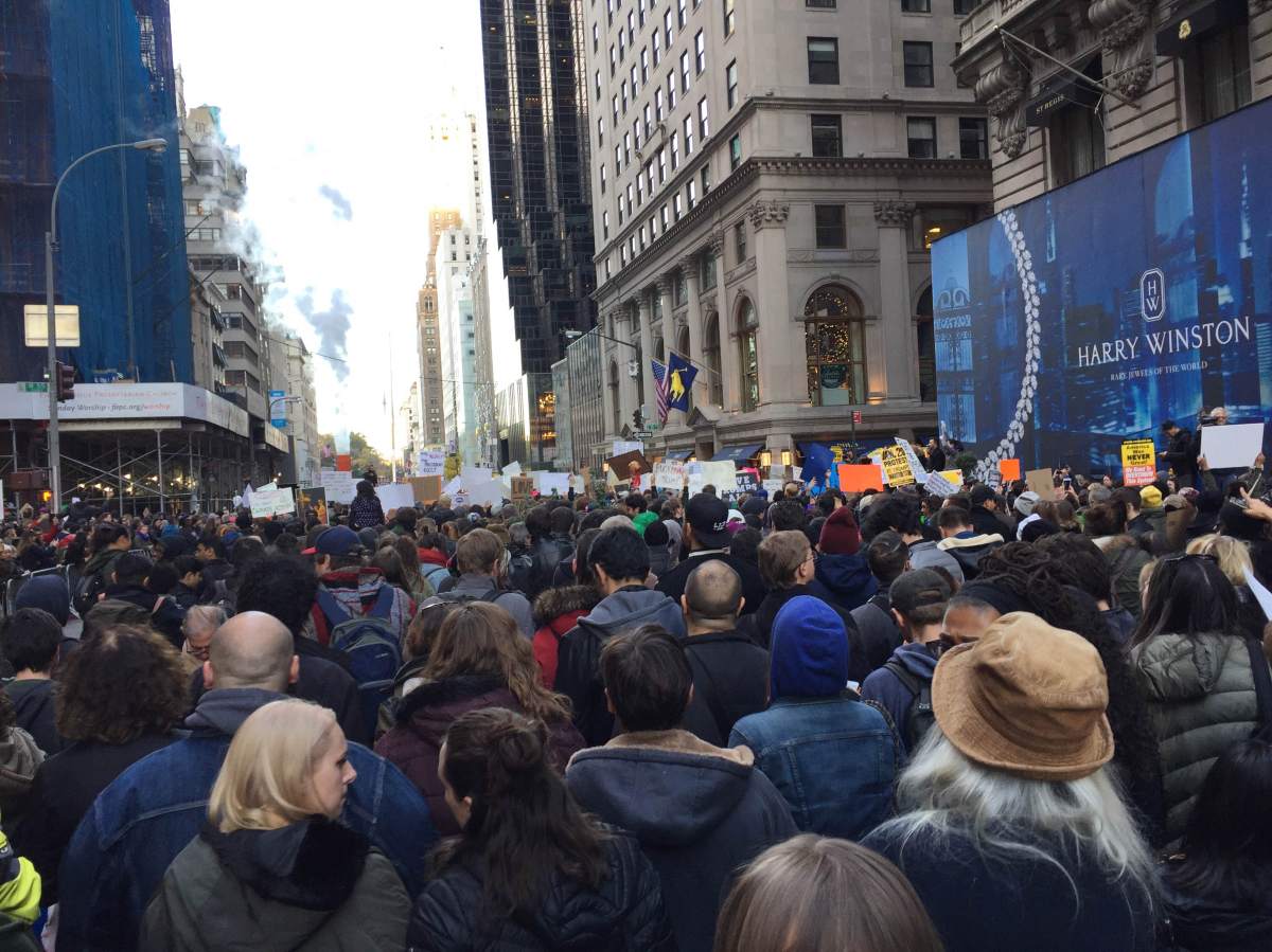 Anti Trump rally NYC crowds