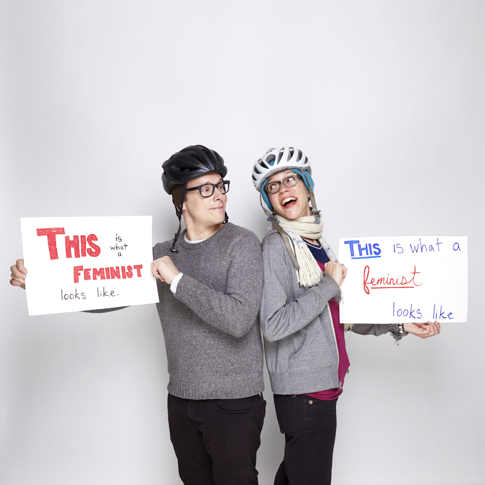 Feminists in bike helmets