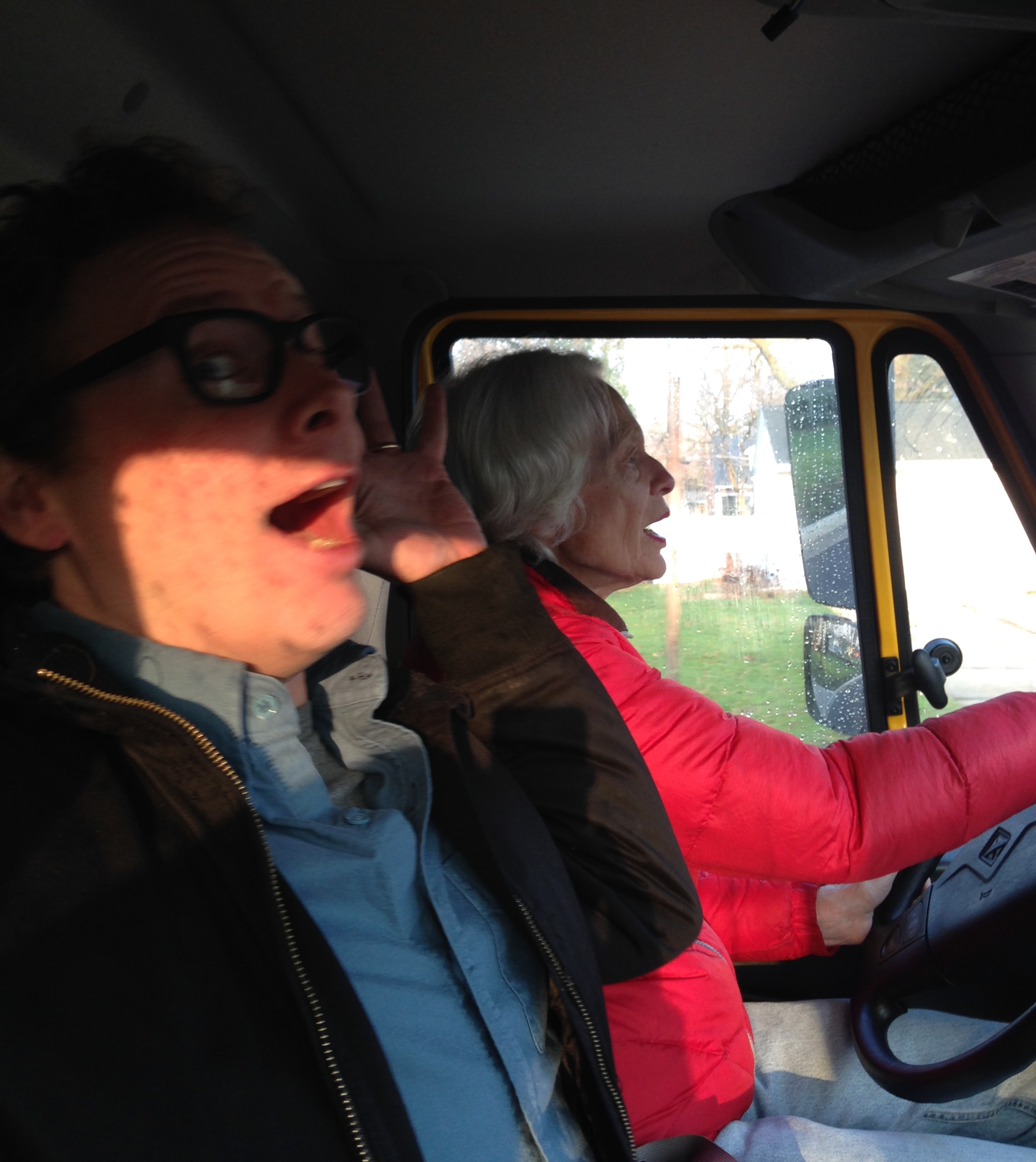 Man screaming as woman drives moving truck