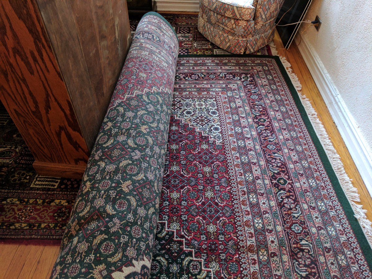 Indian Bijar rug green red