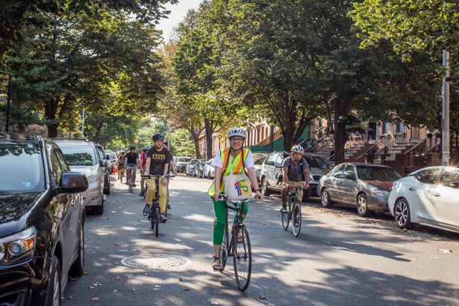 People on bikes in urban America